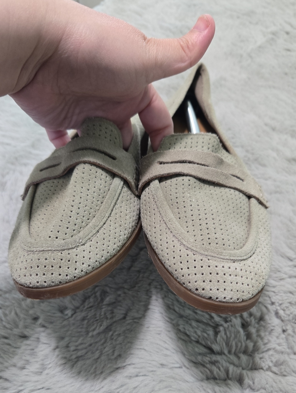 Lucky Brand Caylon penny loafers perforated suede material size 10 - Picture 4 of 9